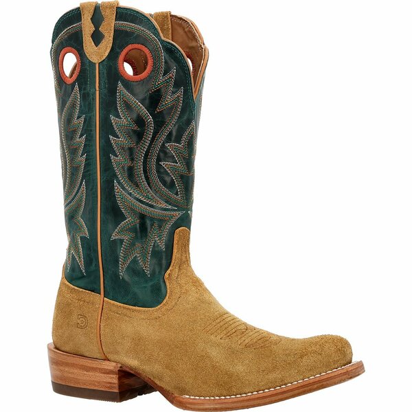 Durango Men's PRCA Collection Roughout Western Boot, GOLDENROD/DEEP TEAL, W, Size 8 DDB0465